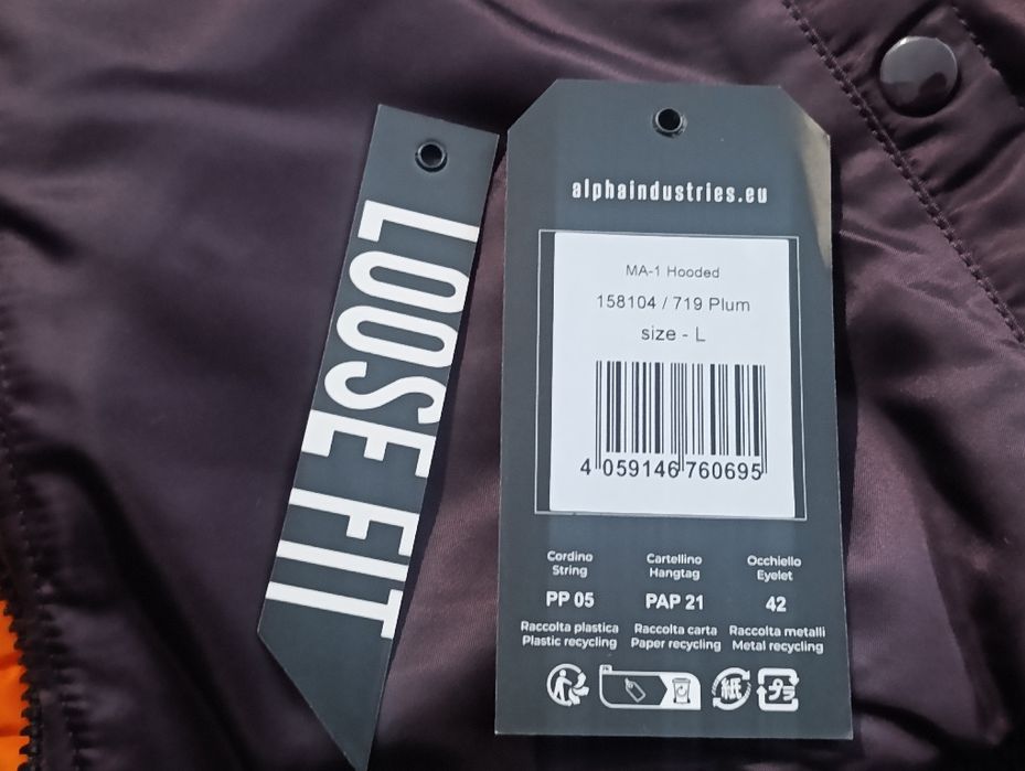 Geacă alpha industries loose fit MA-1 Hooded