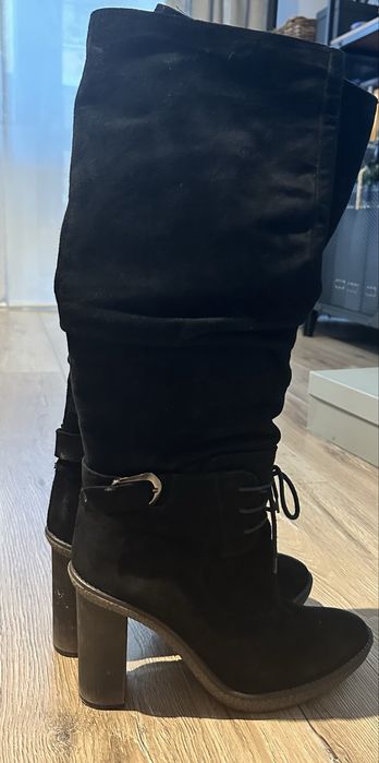 Високи ботуши от естествен велур, номер 40