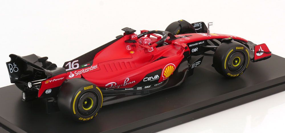 Macheta auto Ferrari SF23 #16 Formula 1 2023 Charles Leclerc cu vitrina inclusa  1:18 Bburago