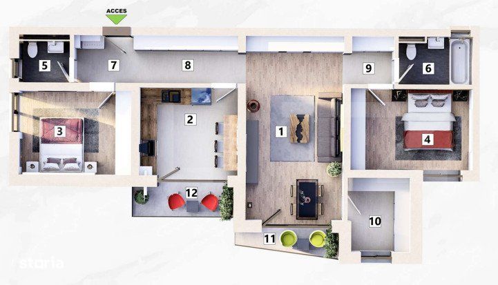 Apartament de 3 camere 2 bai, 2 balcoane, Loc de parcare Inclus/tva in — fotografia 1