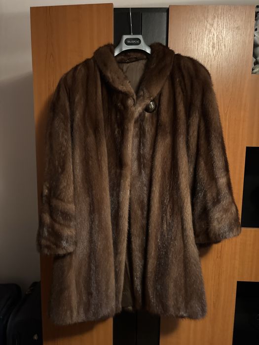 Haină din blană naturală de nurcă – XL, maro, stare foarte bună