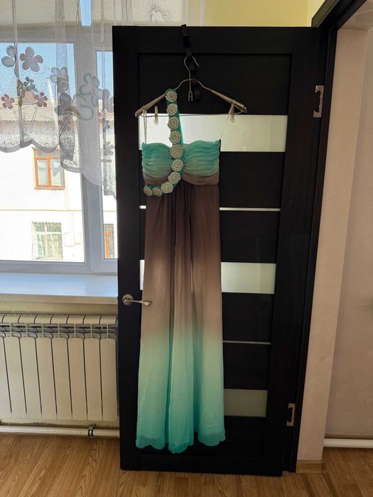 Вечернее платье в пол, нежный градиент, нарядное