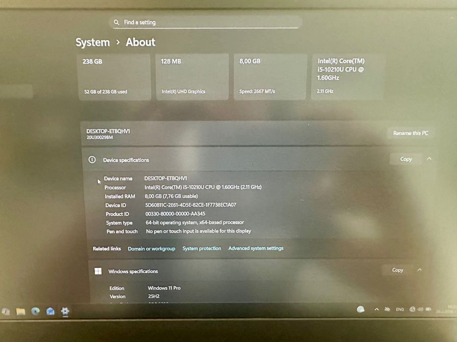 Продавам лаптоп Lenovo ThinkPad L15 Gen1
