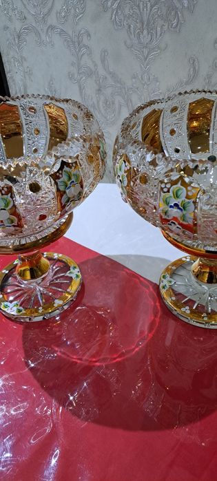 Чехословакия оргинал богема хруствль для фруктов 2 штук новый