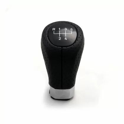 Топка за скоростен лост за BMW с 5 скорости - черна кожа с пори