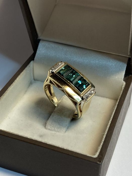 Inel aur cu turmaline si diamante