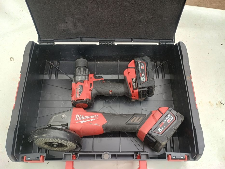Set milwaukee flex fsag125x + filetanta fpd2 + 2 baterii 5 amperi