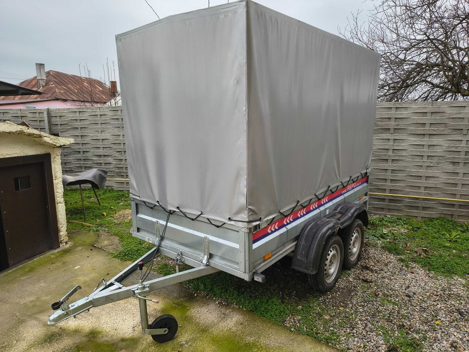 Remorca 750kg Repo doua axe cu prelata obloane,basculabila 260x140x180
