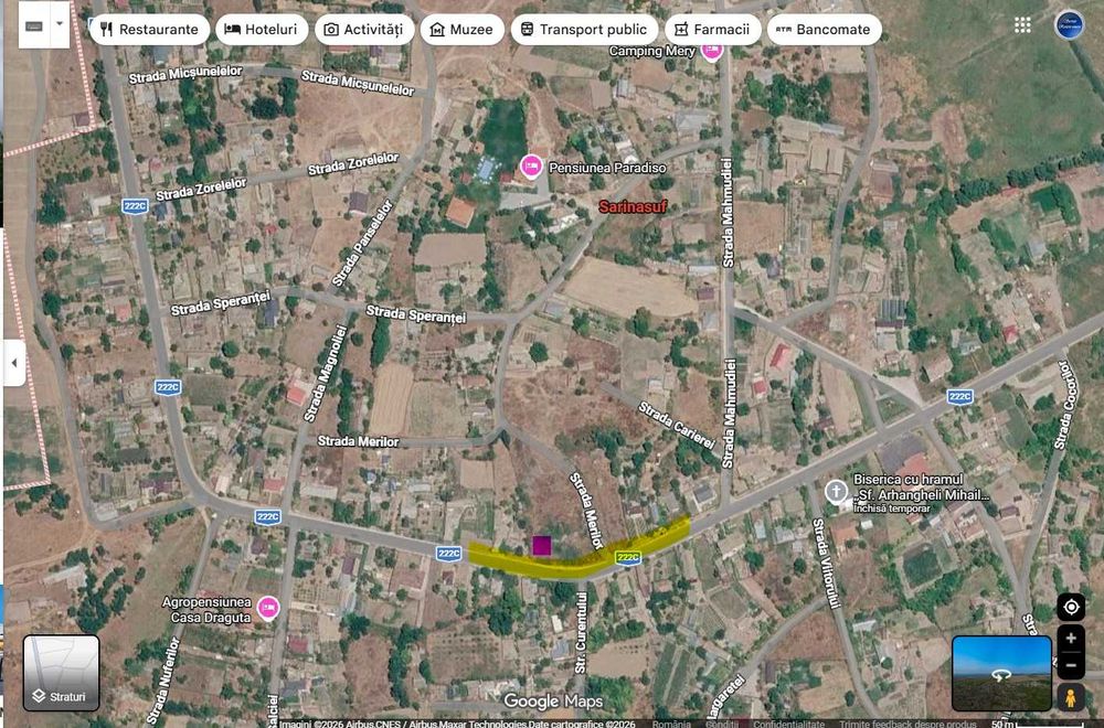 Teren intravilan 400 mp de vânzare (6.000 Euro) Loc. Sarinasuf - Com. Murighiol, Jud. Tulcea