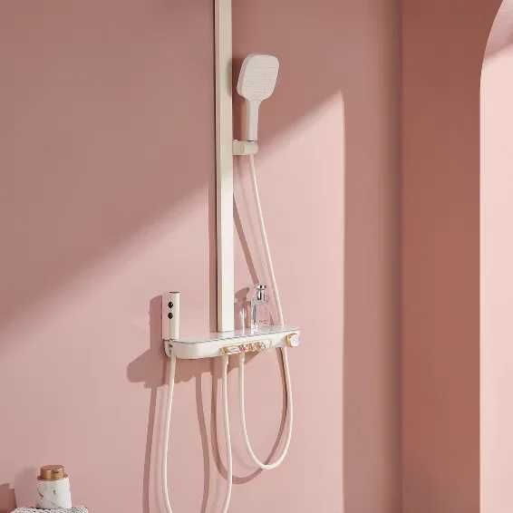 Модерен интелигентен душ в млечнобяло с дисплей и LED подсветка D60