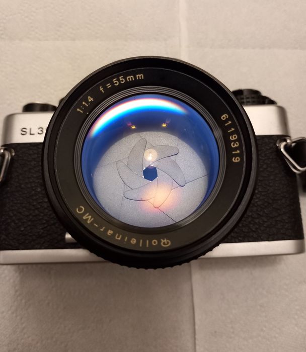 Aparat foto film Rolleiflex SL 35 E + obiectiv Rolleinar 55mm f/1.4