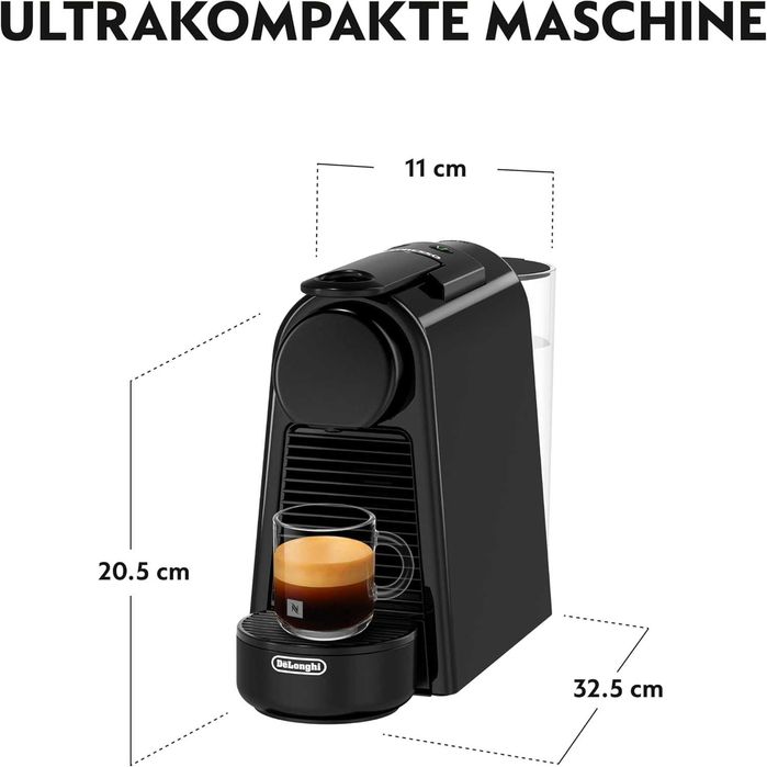 ПРОМО Нова 2г Гаранция Кафемашина с Капсули DeLonghi Nespresso Essenza Mini EN85.B, Черна/Червена