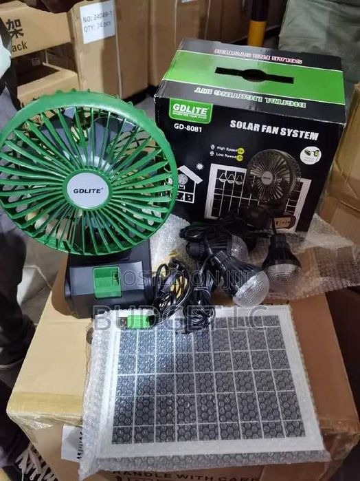 Соларна Осветителна Система GD-8081 с Вентилатор и 3 Крушки