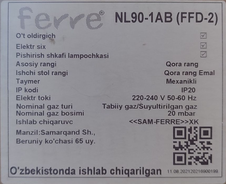 Ferre gaz plita sotiladi