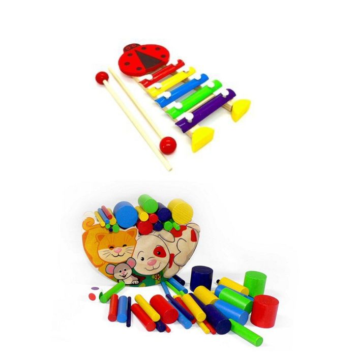 Детски дървен ксилофон+дървена баланс игра