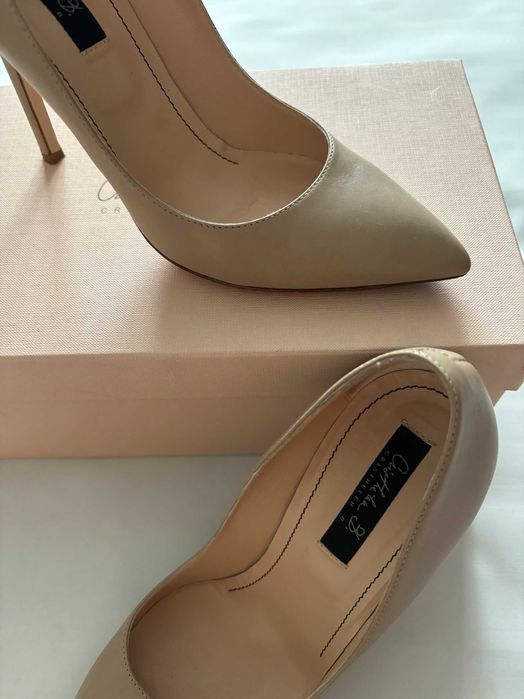 Pantofi stiletto, MUSETTE, piele bej, marimea 38