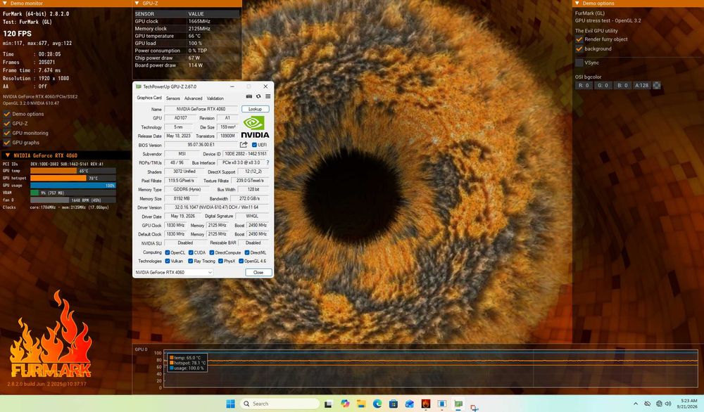 Видео карта Nvidia GF RTX 4060, 8GB, MSI Ventus 2X Black, OC, PCI-E 4.0, GDDR6