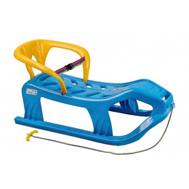 Sanie Copii Mare cu Spatar si Patine din Otel Inoxidabil,de 2 Persoane