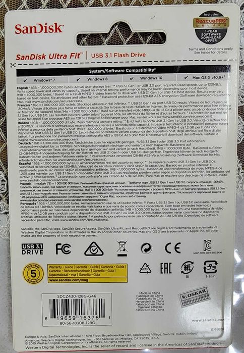 USB-флеш-накопитель 128 GB SanDisk Ultra Fit USB 3.1