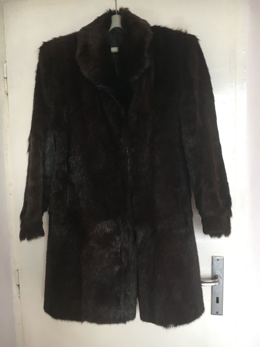 Кожено палто от мурмел черно