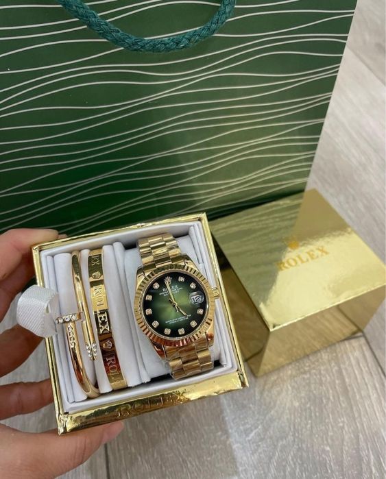 Новый Набор женские часы Ролекс и браслеты