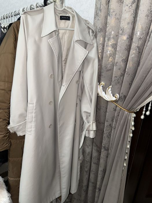 Кожаный плащь размер L