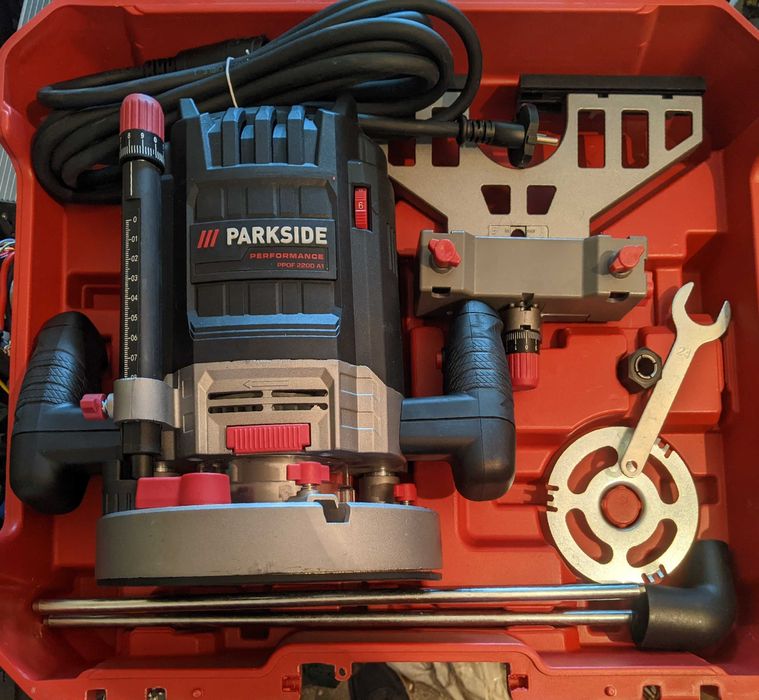Нова 2200W Parkside Performance Оберфреза за Дърво Обработка Фрезоване Шлайф Рязане