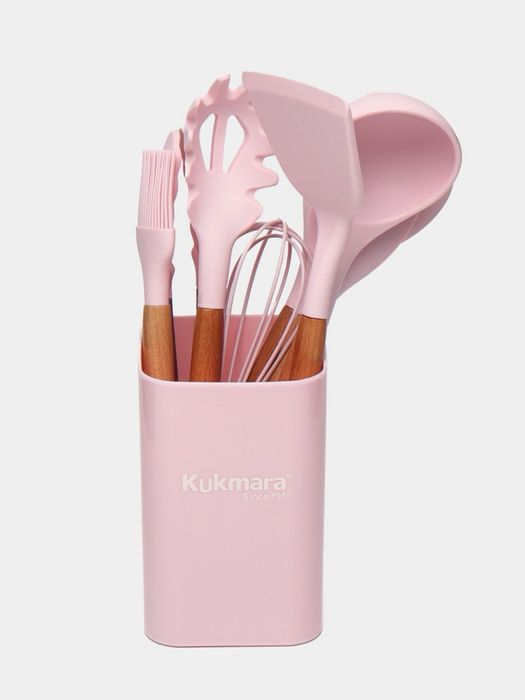 Кухонный набор из бамбука и силикона, а так же емкость для хранения