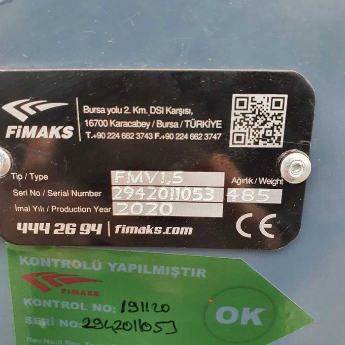 Remorca tehnologica verticala purtata Fimaks model FMV 1,5S, 1.5 m3