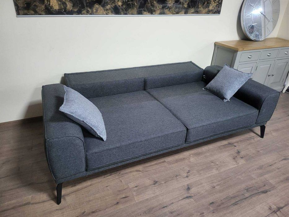 Сив диван от плат тройка с функция сън
