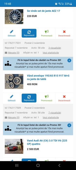 Vând diferite jante auto