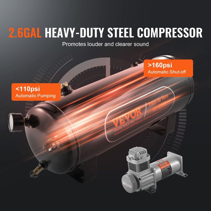 Kit Claxon Tren 4 Trompete 150dB 12V Compresor 10L