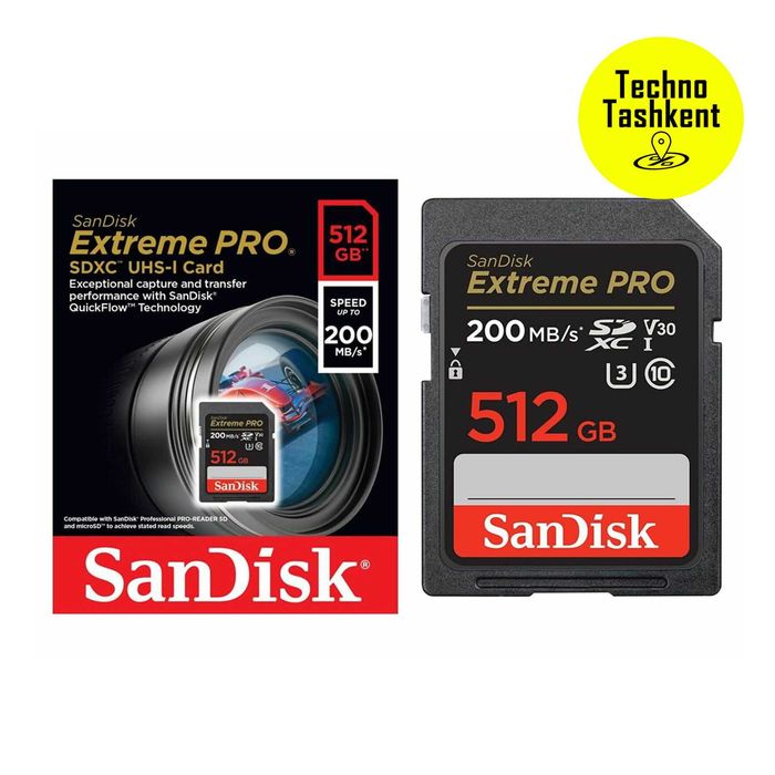 Карта памяти SDXC 512/256 Sandisk Extreme Pro UHS-I 200MB/S,U3 4K V30