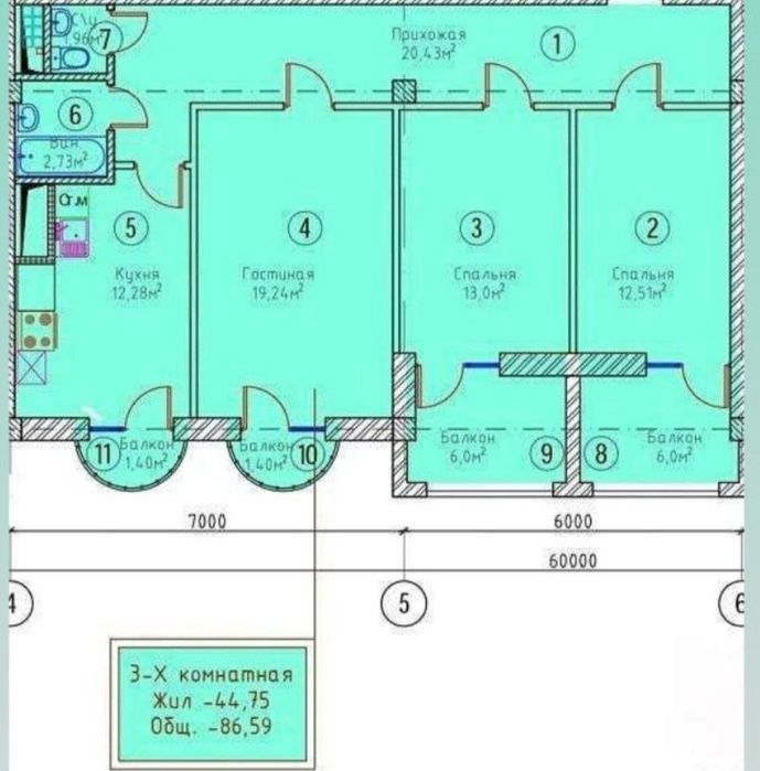 Продается на Мирзо Улугбекском районе 3х комнатная квартира на 9 этаже