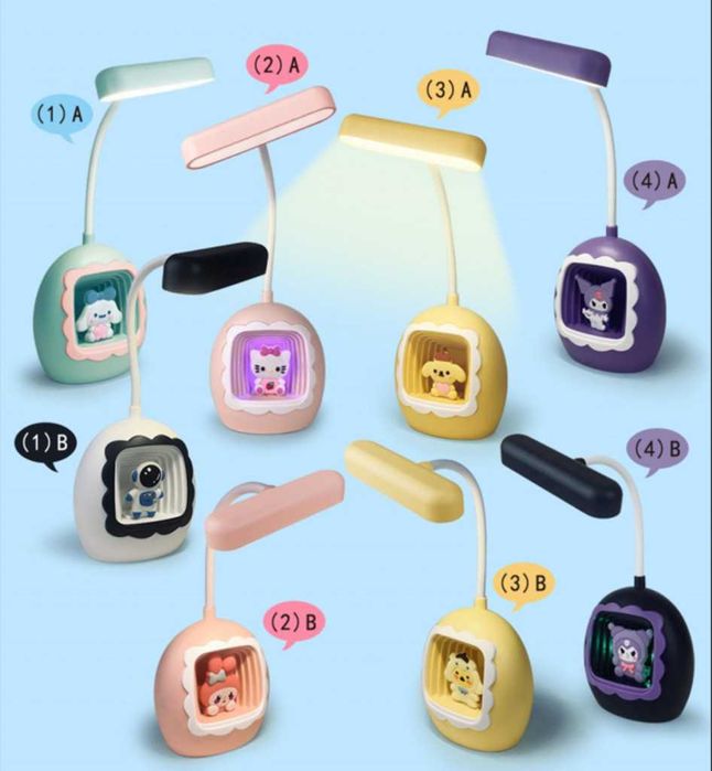 Детска LED настолна лампа с домашен любимец и вградена острилка