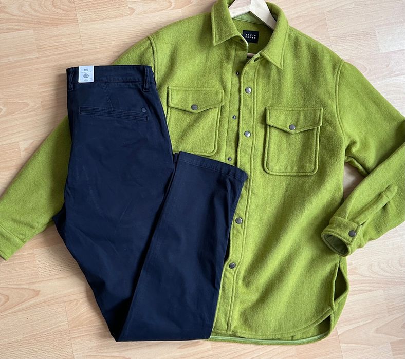 David NAMAN зелена връхна топла вълнена риза