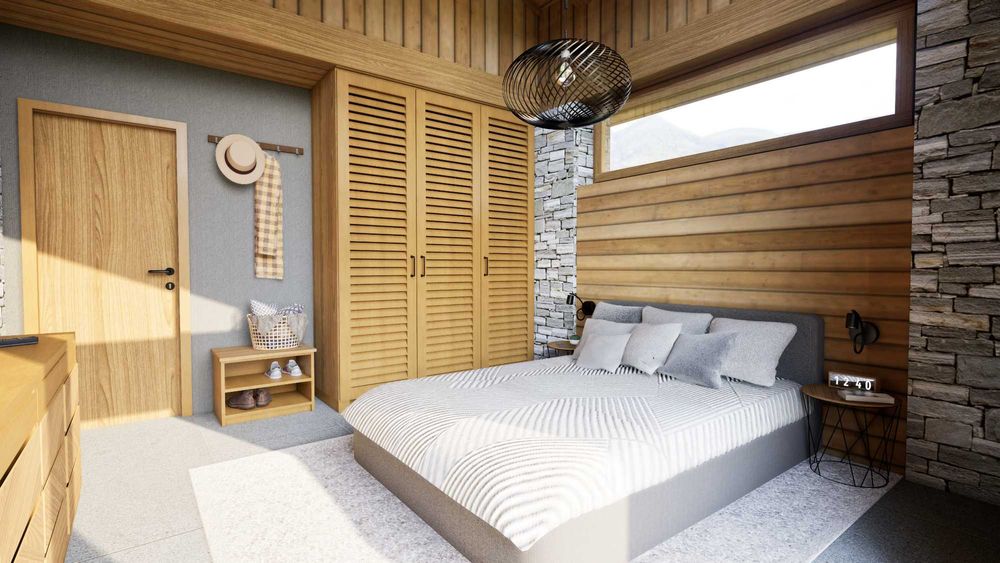 Еднофамилна къща с пет спални в алпийски стил между Банско и Разлог