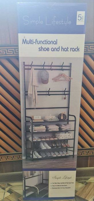 Вешалка напольная  с полками для обуви, в прихожую. Обувница / обувник