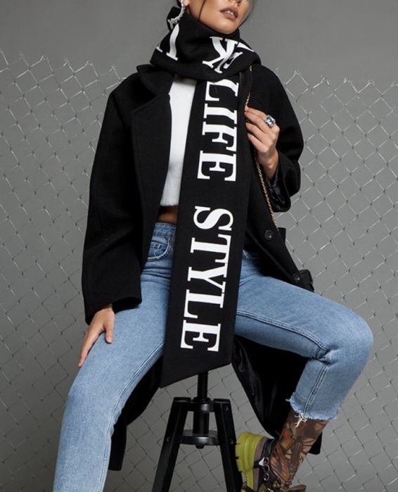 Черно палто с шал