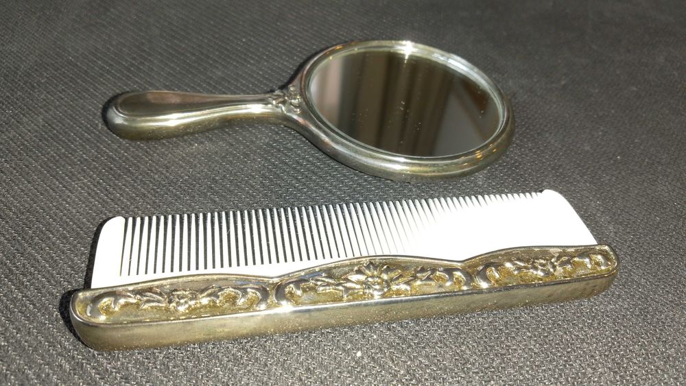 Set obiecte de toaleta Vintage, Silver plated, stil Art Nouveau