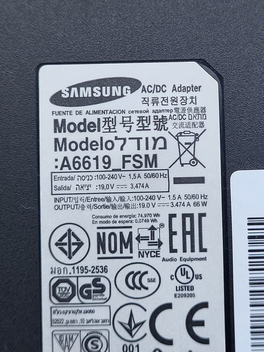 Alimentator Samsung 19V 3,47A 66W mufa cu pin