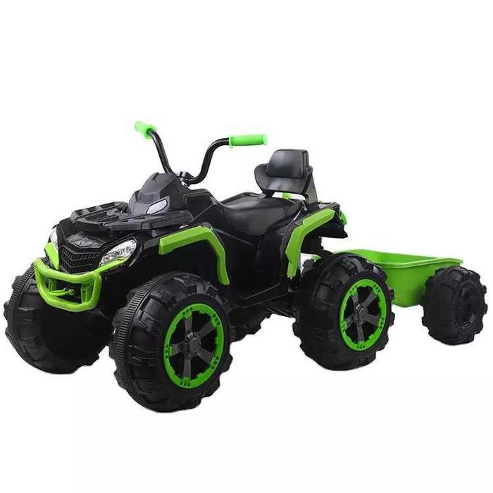 ATV electric Kinderauto BJ1289 2x 35W 12V scaun tapitat, remorca Green