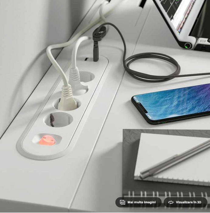 MITTZON Birou Ikea, furnir frasin vopsit negru, 140x80 cm