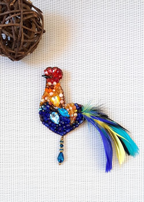 Брошка ръчна изработка Петел