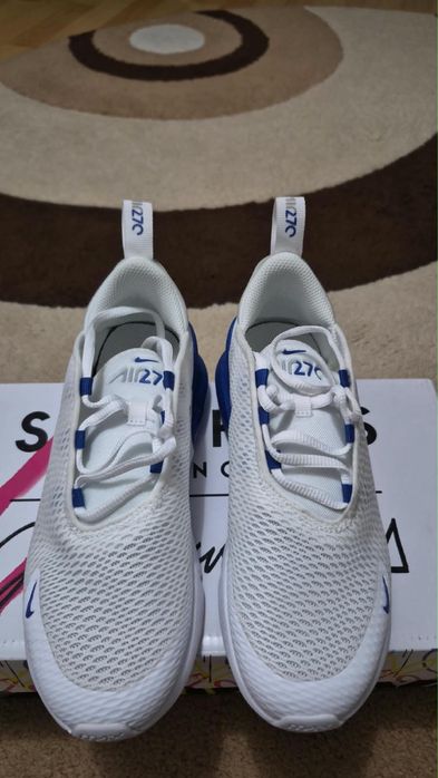 Nike Air Max 270 White/Game Royal, alb cu albastru, nr. 35 (22 cm)