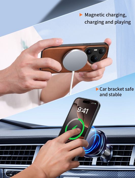 Huawei Pura 80 80 Pro 80 Ultra / LEATHER MAGSAFE Кожен кейс със стойка