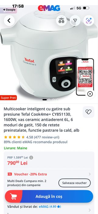 Multicooker inteligent cu gatire subpresiune TEFAL