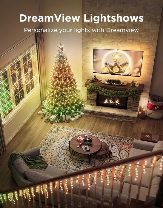 Kоледни смарт лампички Govee Christmas Sparkle String Lights 99ft - 30 метра RGBWIC 375 LED