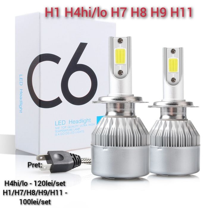 Led-uri auto H1,H4,H7,H8,H9,H11,W5W,P21W,semnal,pozitii,interior,etc