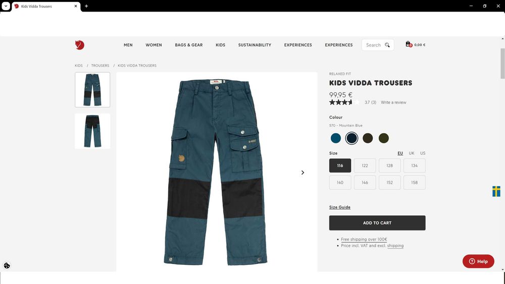 FJALLRAVEN KIDS VUDDA Trouser G-1000 раз 5-6 г. / 116 см детски - 984